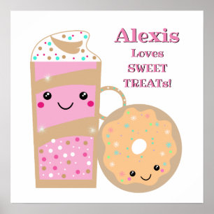 Personalised Shake And Doughnut Sweet Treats Poster