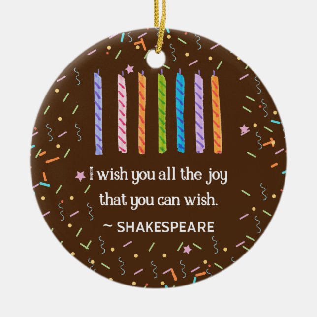 Personalised Shakespeare Birthday Chocolate Cake Ceramic Ornament (Front)