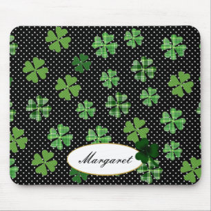 Personalised Shamrock and Four Leaf Clover Mouse Pad