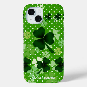 Personalised Shamrock and Polka Dot iPhone 15 Case