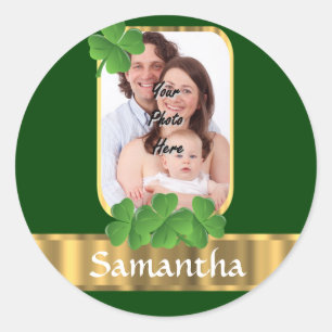 Personalised shamrock classic round sticker