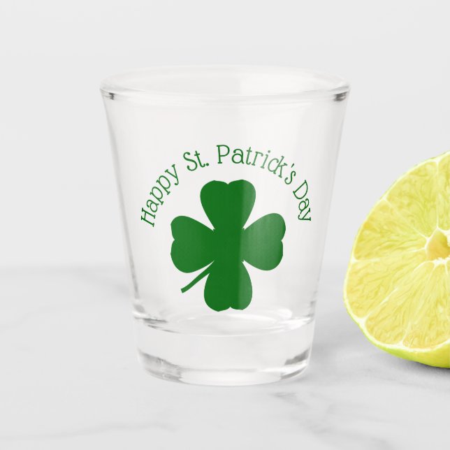 Personalised Shamrock Happy Saint Patrick's Day Shot Glass (Front)