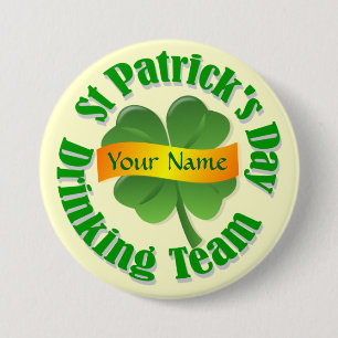Personalised shamrock St Patrick's 7.5 Cm Round Badge