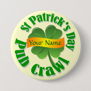 Personalised shamrock St Patrick's 7.5 Cm Round Badge