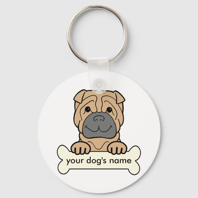 Personalised Shar-Pei Key Ring (Front)