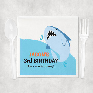Personalised Shark Birthday Party Kids Napkin