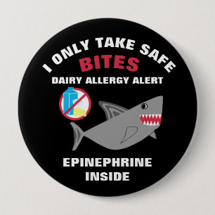 Personalised Shark Dairy Allergy Alert Pin