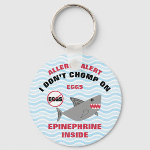 Personalised Shark Egg Allergy Epinephrine Kids Key Ring