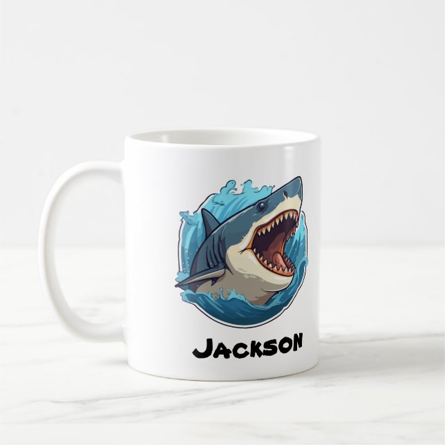 Personalised Shark Mug – Bold and Fierce Design (Left)