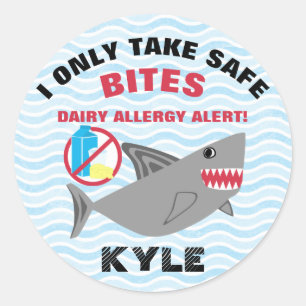 Personalised Shark No Dairy Allergy Alert Labels