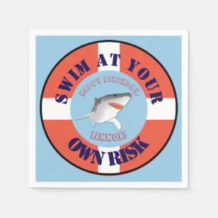 Personalised Shark Party Paper Napkins