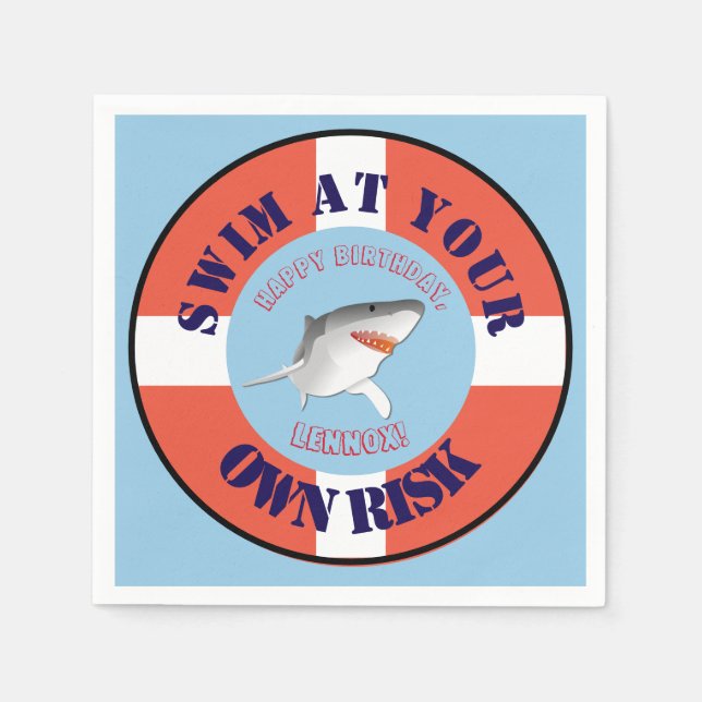 Personalised Shark Party Paper Napkins (Front)