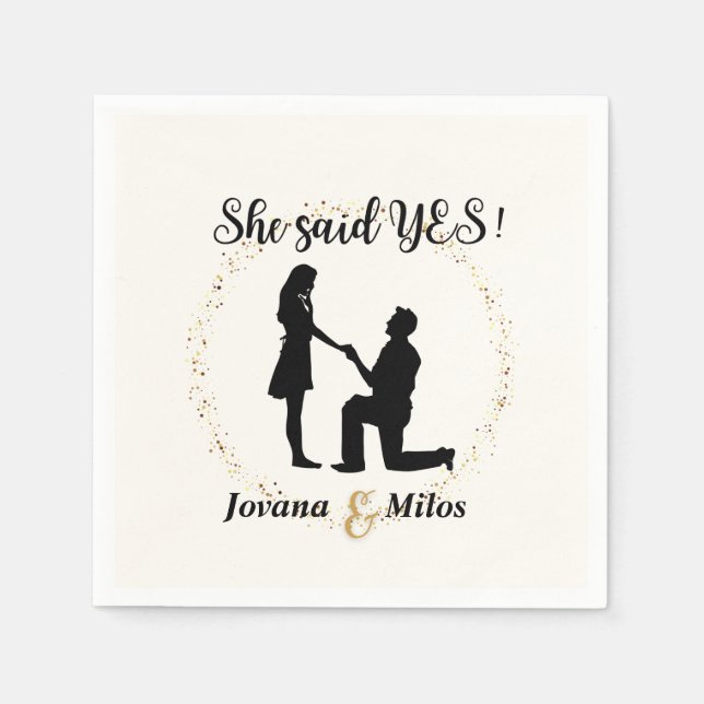 Personalised She said Yes Engagement Plate  Napkin (Front)