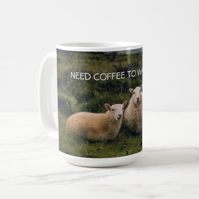 Personalised Sheep in a Field Coffee Mug (Front Left)