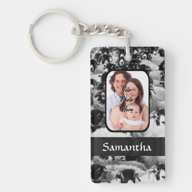 Personalised sheep photograph key ring (Front)