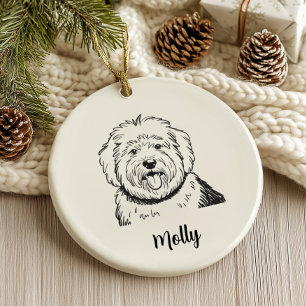 Personalised Sheepdog Dog Christmas Ceramic Ornament