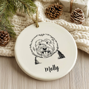 Personalised Sheepdog Dog Christmas Ceramic Ornament
