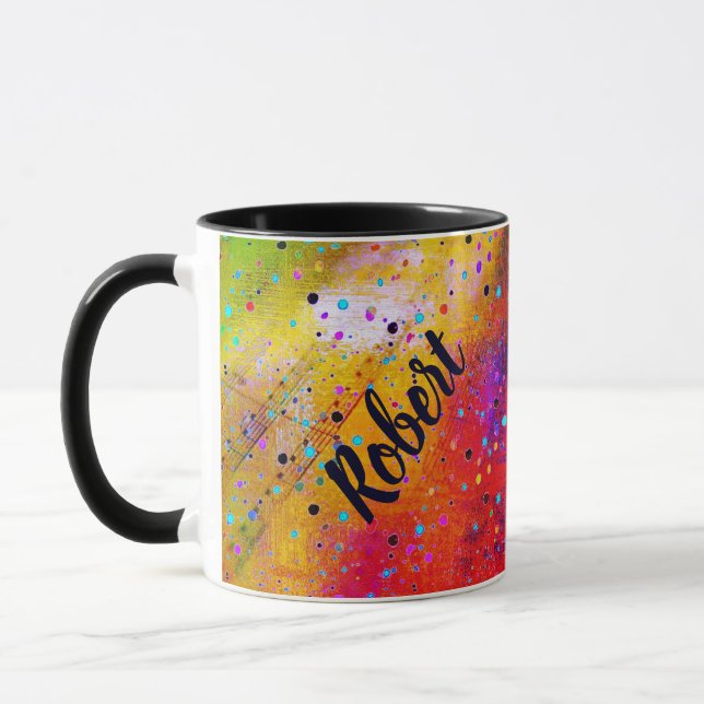 Personalised sheet music weathered paint mug (Left)