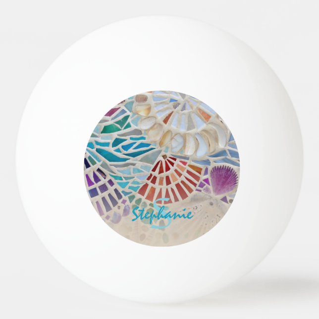 Personalised Shell Mosaic  Ping Pong Ball (Front)