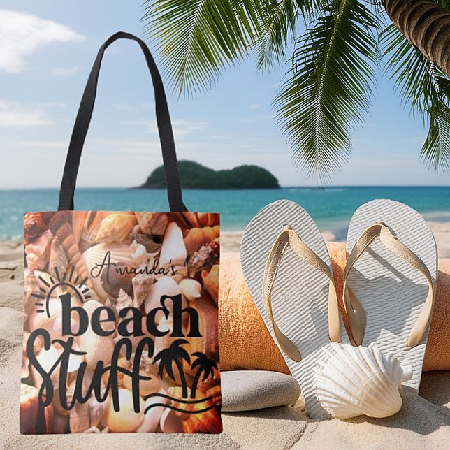 Personalised shells  "Beach stuff"  Tote Bag (Creator Uploaded)