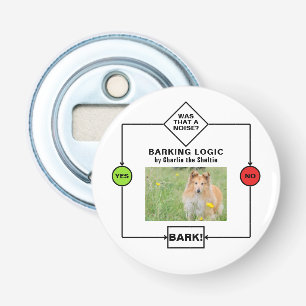 Personalised Sheltie Dog Barking Logic Photo Name Bottle Opener