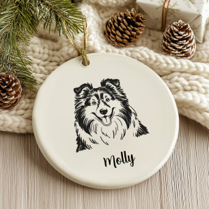 Personalised Sheltie Dog Christmas Ceramic Ornament
