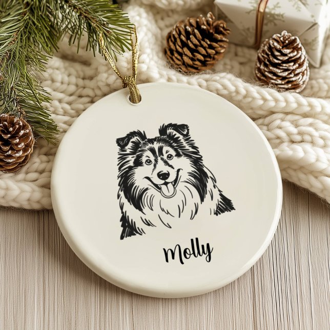 Personalised Sheltie Dog Christmas Ceramic Ornament (Creator Uploaded)