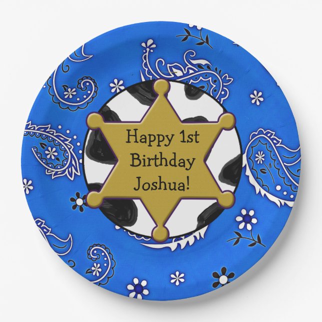 Personalised Sheriff Badge Birthday Plates (Front)