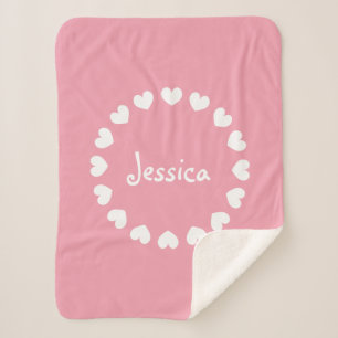 Personalised sherpa fleece baby blanket with heart