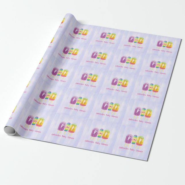 Personalised She's About To Pop Baby Shower Wrap Wrapping Paper (Unrolled)