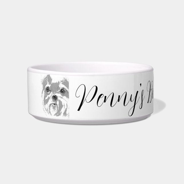 Personalised Shih Tzu Ceramic Pet Bowl (Front)