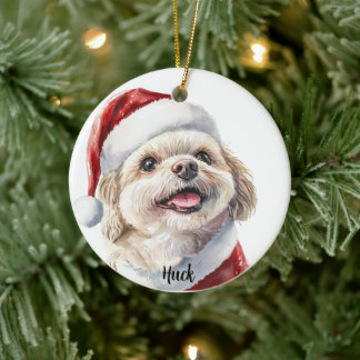 Personalised Shih Tzu Christmas Dog Ceramic Ornament