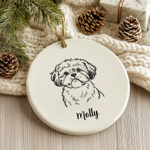Personalised Shih Tzu Dog Christmas Ceramic Ornament