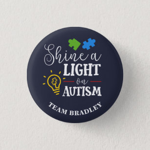 Personalised Shine A Light on Autism Matching Team 3 Cm Round Badge