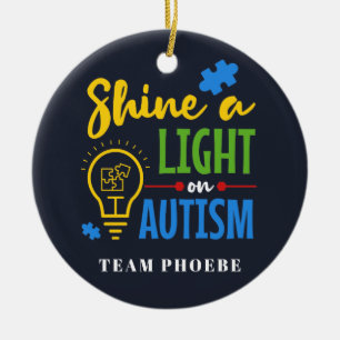 Personalised Shine A Light on Autism Matching Team Ceramic Ornament