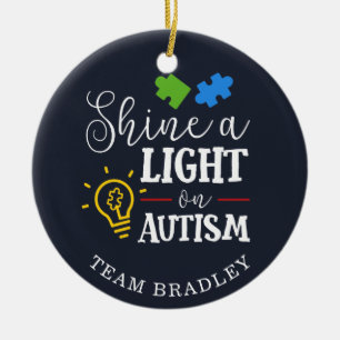 Personalised Shine A Light on Autism Matching Team Ceramic Ornament