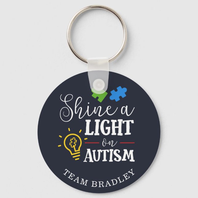 Personalised Shine A Light on Autism Matching Team Key Ring (Front)