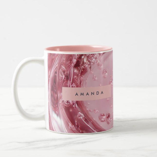 Personalised Shiny Blush Marble Effect Two-Tone Coffee Mug (Left)