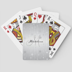 Personalised Shiny Silver Star Patterned Playing Cards