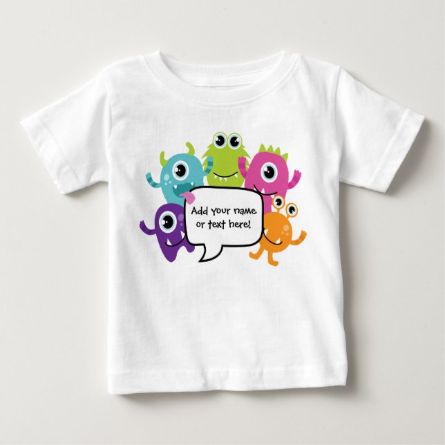 Personalised Shirt/Romper - Little Monster Design Baby T-Shirt (Front)