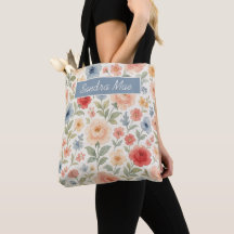 Personalised Shopping Bag With French Floral Art