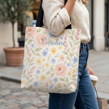 Personalised Shopping Bag With French Floral Art