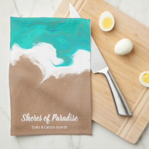 Personalised Shores of Paradise Beach Tea Towel