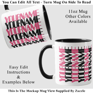 Personalised Short Custom Name Cral Hidden Message Mug