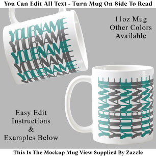Personalised Short Custom Name Teal Hidden Message Coffee Mug