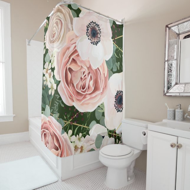 Personalised Shower Curtain Geometric Garden Hunte (In Situ)