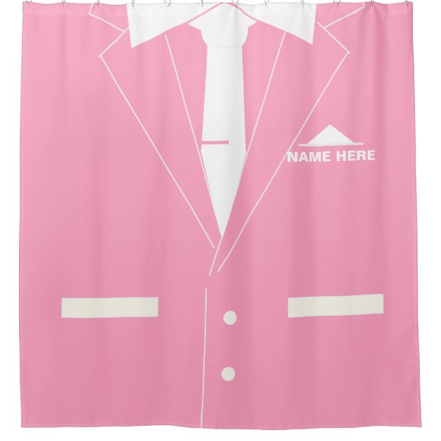 Personalised Shower Curtain with Suit Custom Name (Front)