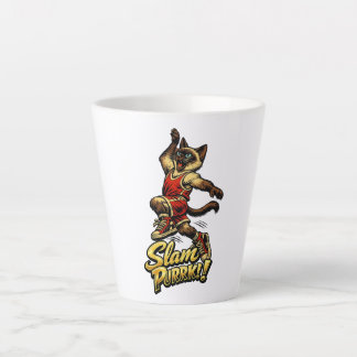 Personalised Siamese Basketball Cat Latte Mug