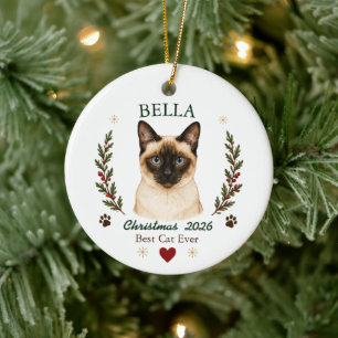 Personalised Siamese Cat Christmas Ceramic Ornament