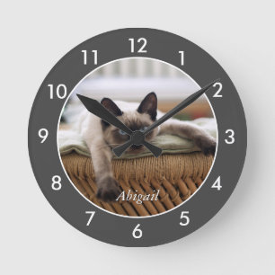 Personalised Siamese Kitten Cat Large Clock